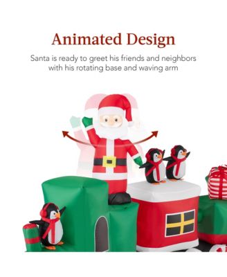 8.5 x 5ft Pre-Lit Inflatable Christmas Train & Animated Santa Claus w/ 10 LED Lights, Ground Stakes