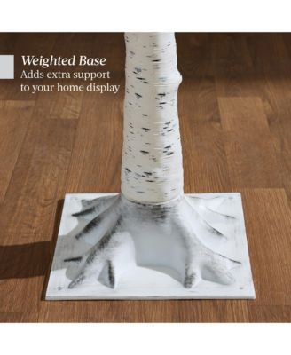 Set of 3 Lighted Twig Birch Trees, 4ft, 6ft, 8ft w/ 300 LEDs, Warm White, Multicolor Lights