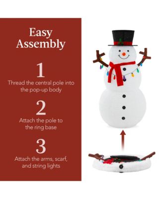 Lighted Pop-Up Snowman, Outdoor Christmas Holiday Decoration w/ LED Lights, Hat, Scarf