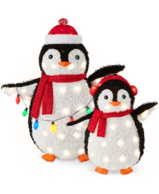 2-Piece Lighted 3ft Pop-Up Penguin Family Outdoor Christmas Decoration w/ 150 LED Lights