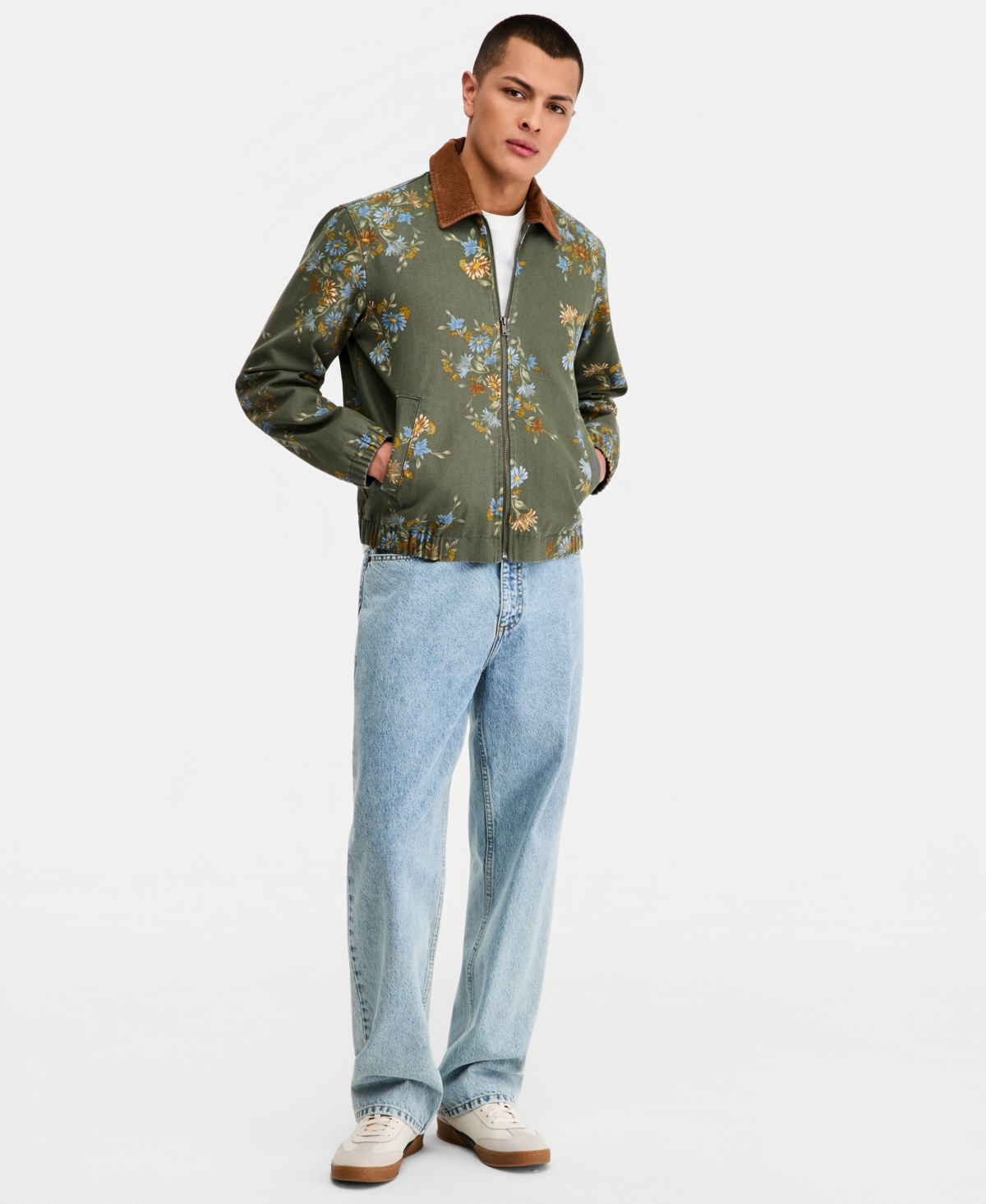 Sun + Stone Men's Floral Bunches Printed Zip Jacket, Macy's Exclusive