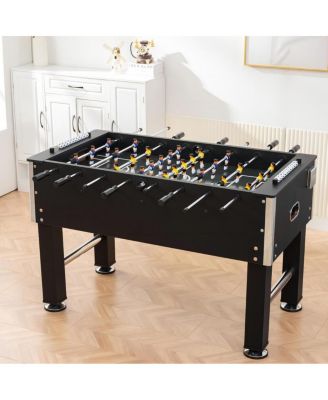 54" Black Foosball Table, Indoor Soccer Game Table with MDF and Steel Frame, PVC Finish, Children's Game Table for Home Recreation