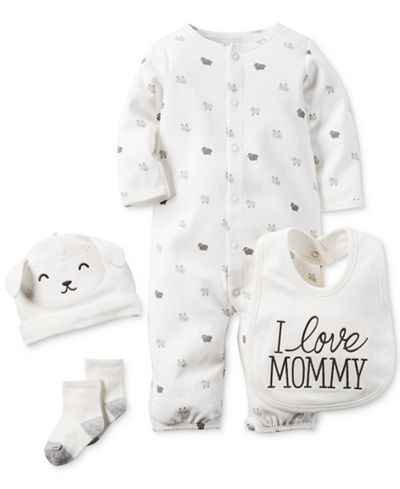 Carter's Baby Boys' or Baby Girls' 4-Pc. Little Lamb Converter Gown, Cap, Bib & Socks Set