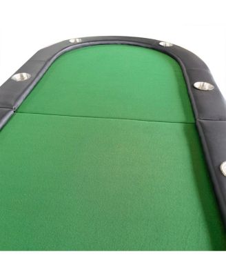 73" Oval Wood Foldable Poker Table for 8 Players with Faux Leather Padded Rails and Cup Holders for Living Room or Game Nights
