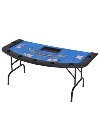 Foldable Poker Table for 7 Players with Chip Tray and Cup Holders, Jack Card Table with Padded Rails for Game Room