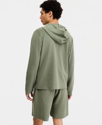 Men's Beach Terry Button-Placket Hoodie