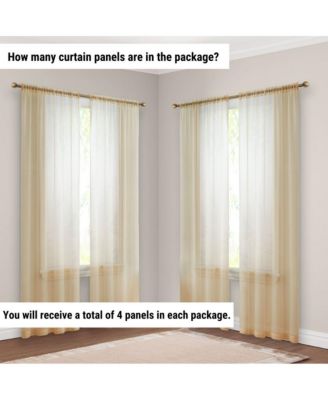 Essentials Sheer Voile Window Treatment Rod Pocket Curtain Panels - Set Of 4