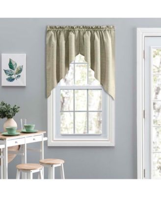 Ellis Lisa Solid Color Poly Cotton Duck Fabric 1.5" Rod Pocket for Simple Window Tailored Swag 56"x36" Mist