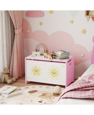 Toy Box for Kids, Toy Chest with Lid, Safety Hinges, Handles,