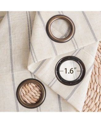 Linen Blend Geometric Striped Light Filtering Curtains Pair, 52"Wx