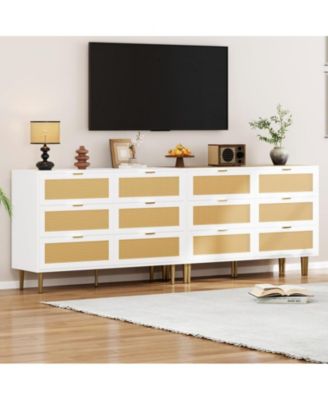Natural Rattan 6 Drawer Dresser for Bedroom