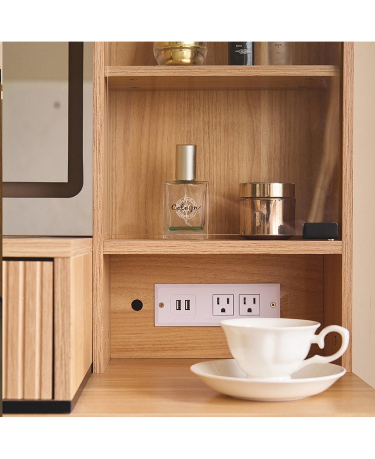 Boyel Living Vanity Desk with Mirror and Lights, 5 Drawers and Storage Shelves, Adjustable Brightness Makeup Table Set