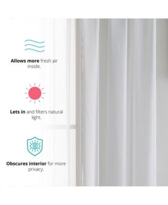 Essentials Sheer Voile 4 Pc. Set Window Treatment Rod Pocket Curtain Panels