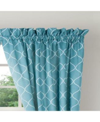 Trellis 2-Panels Unlined Stylish Window Curtain Tailored Pair with Ties - 82x63 Teal