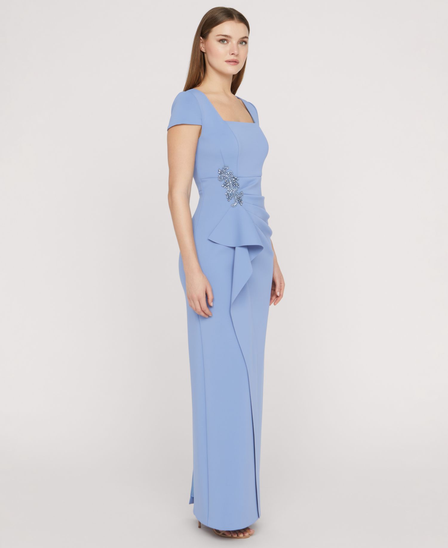 Women's Square Neck Front-Cascade Gown