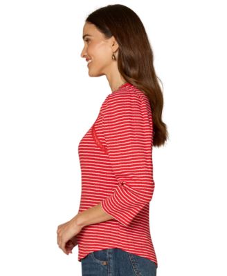 Petite Striped Boat Neck Knit Top