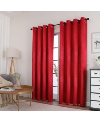 1 Piece Priscilla Light Filtering Grommet Top Embossed Leaves Jacquard Window Curtain Panel - Champagne