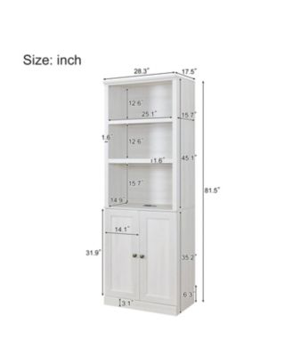 1 Doors Bookshelf with USB Port and 3 Open Shelves Bookcase Side Cabinet Storage Shelves