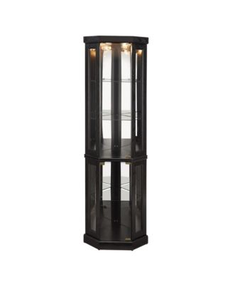 Streamdale Lighted Corner Curio Cabinet - Display Case - Black