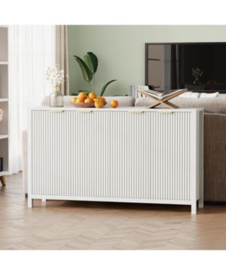 55" Fluted Sideboard Buffet Cabinet, Large Coffee Bar with Adjustable Shelves, Modern Storage Console Cabinet for Living Room.