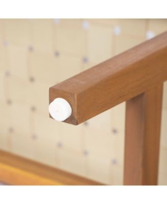 Stylish Acacia Wood Bedroom Bench with Woven PU Leather Seat