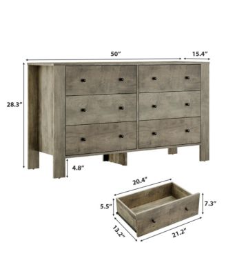 6 Drawer Dresser for Bedroom, Modern Double Dresser Organizer with Storage Drawers