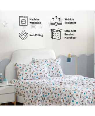 Printed Kids Bed Sheets - Multi Piece - Patterned Bed Sheet Set - Wrinkle Resistant & Ultra Soft - For Mattresses up to 15 Inches Deep