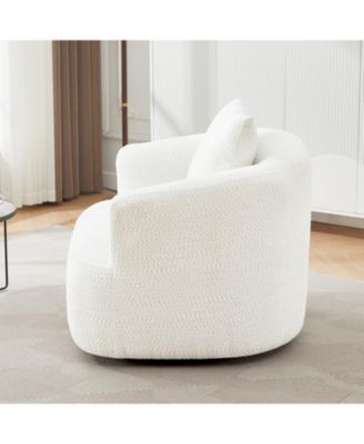 360° Swivel Accent Chair Sofa with Throw Pillow, Light Gray