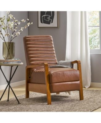 Streamdale Faux Leather Wood Hand Manual Club Recliner