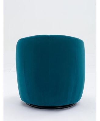 Teal Velvet  Swivel Accent Armchair With Black Powder Coating Metal Ring