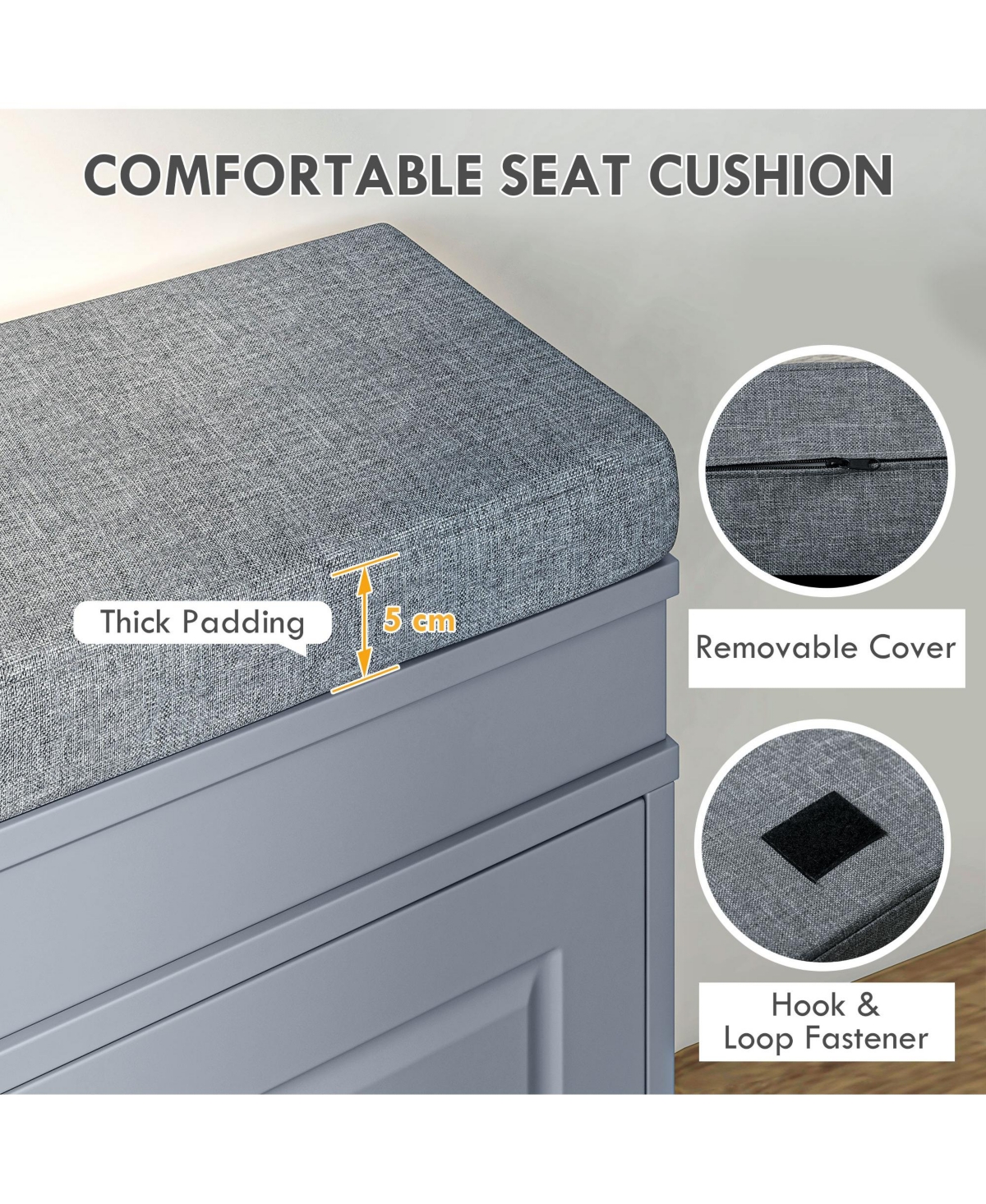 Slickblue Modern Shoe Bench with Cushion and Storage