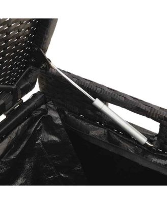 Patio Storage Bench with Cushion Black 39.4" Poly Rattan