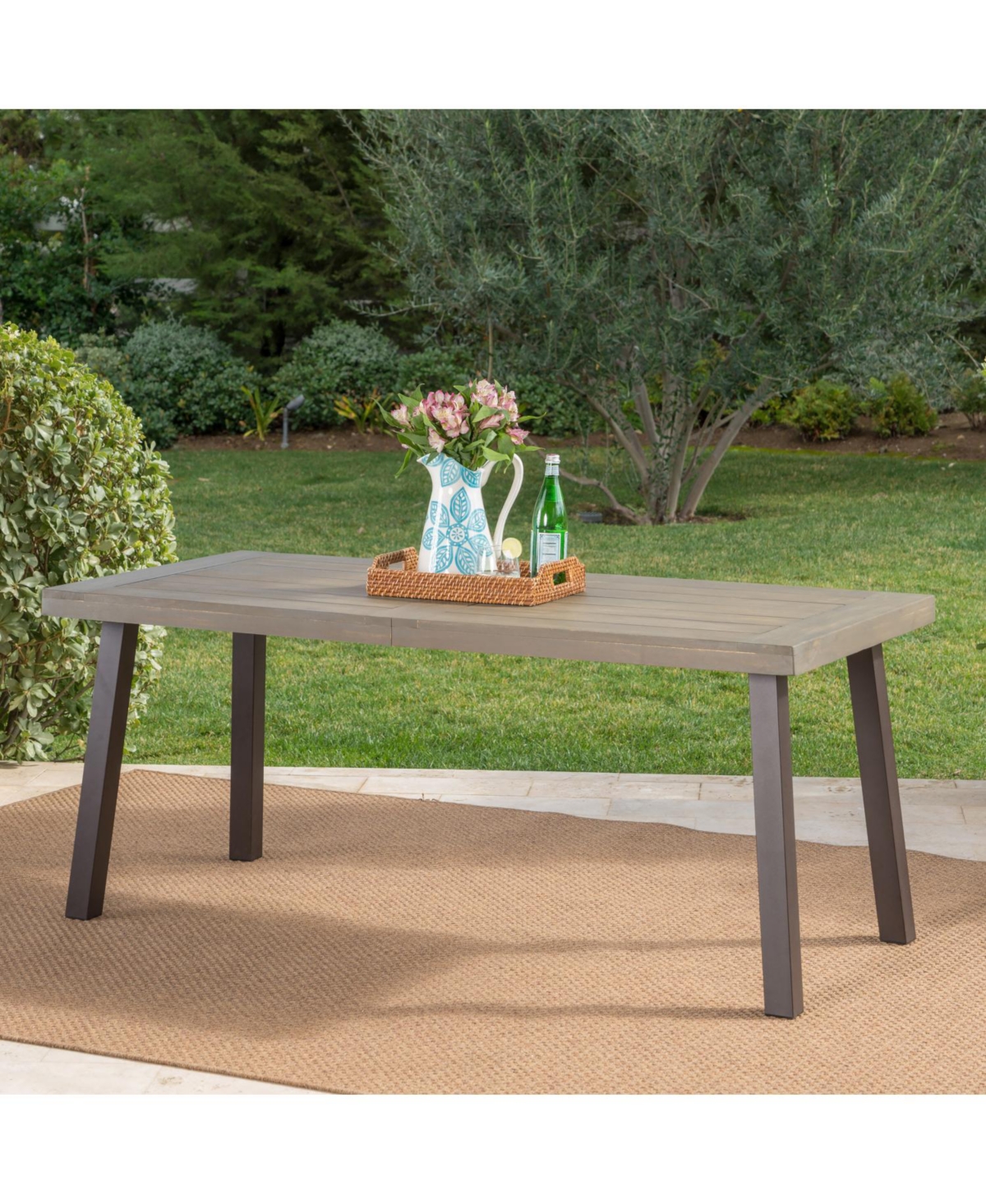 Streamdale Furniture Della Acacia Wood Dining Table, Grey/Rustic Metal