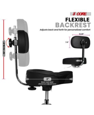 Drum Throne w Backrest 4" Padded Stool Airlift 25" Adjustable Drummer Stool 441Lb Capacity