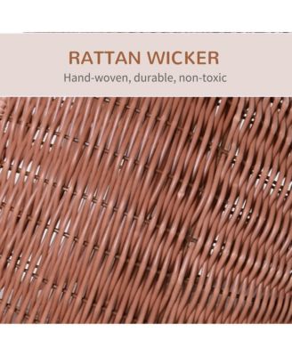 Brown Rattan Egg Chair Cat Bed with Cushion