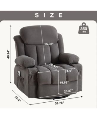 Heated Massage Recliner Sofa w/ USB & Cup Holders (Grey)