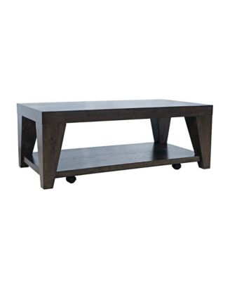 Modern Contemporary 50" Coffee Table with Storage Shelf and Hidden Casters