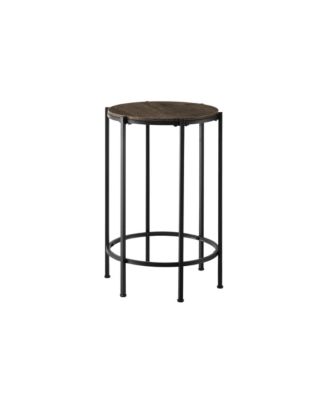 Accent Table, End, Round, Side Table, Small, Lamp, Living Room, Bedroom, Nightstand, Dark Oak Laminate, Black Metal, Contemporary