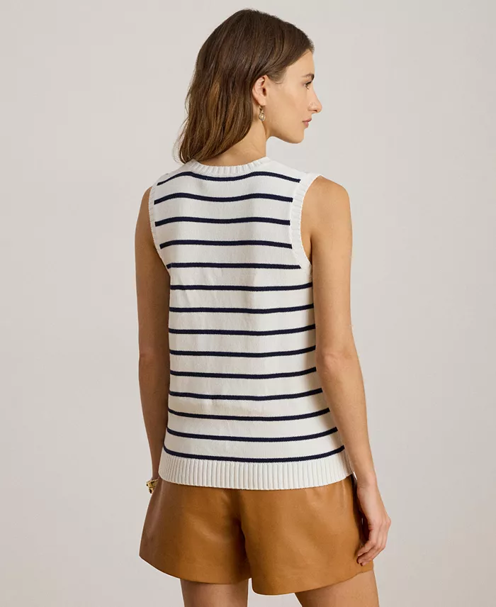 Women's Sleeveless Striped Sweater - thumbnail 4