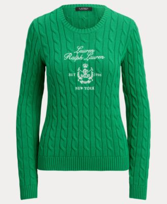 Women's Embroidered-Crest Cable-Knit Sweater