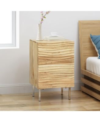 Streamdale Mango Wood Nightstand with Wavy Door