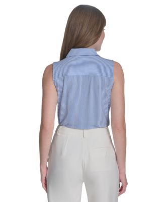 Women's Sleeveless Pinstripe Top