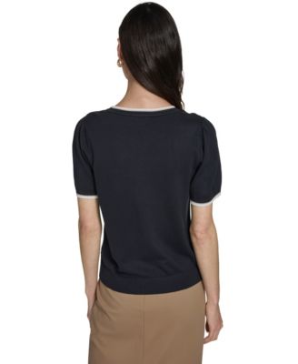 Women's Short-Sleeve Tipped Sweater