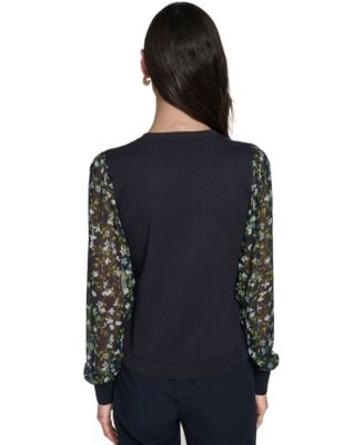 Women's Mixed Media V-Neck Sweater