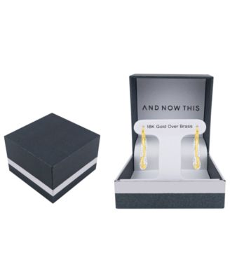 Crystal 18k Gold Plated Brass Twist Hoop Earrings, Macy's Exclusive