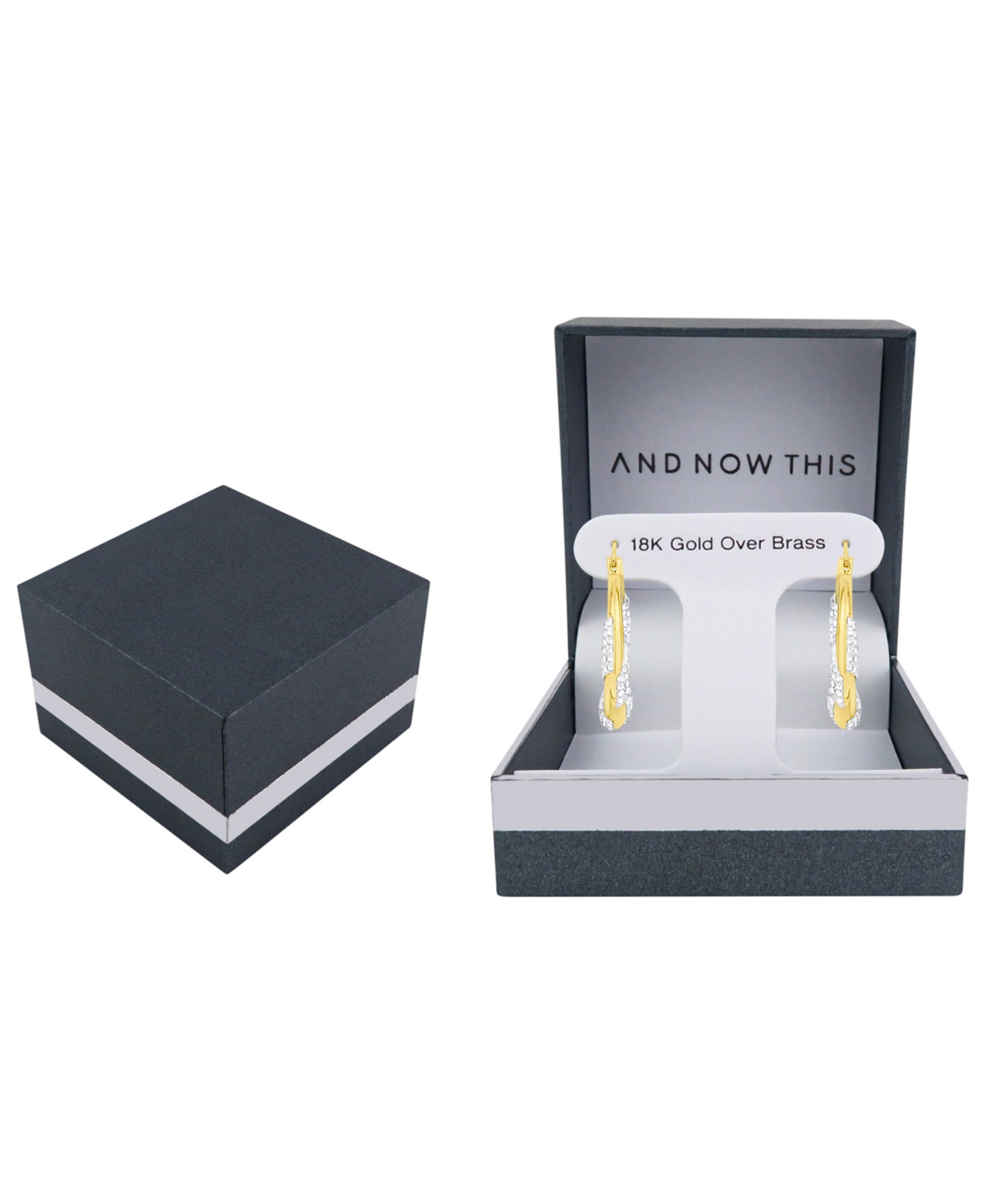 And Now This Crystal 18k Gold Plated Brass Twist Hoop Earrings, Macy's Exclusive