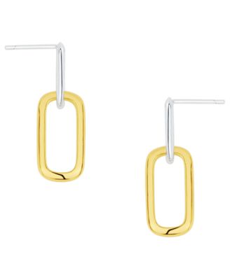 18k Silver and Gold Plated Brass Drop Earrings, Macy's Exclusive