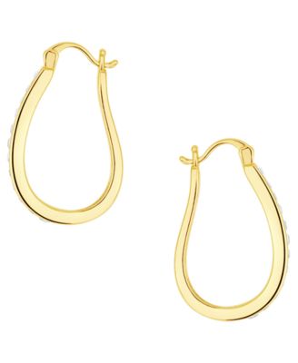 Crystal Oblong 18k Gold-Plated Brass Hoop Earrings, Macy's Exclusive