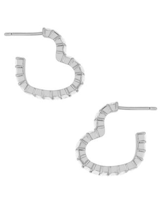Crystal Silver Plated Brass Heart Hoop Earrings, Macy's Exclusive