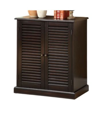 Transitional Style Shoe Rack Solid Wood and Veneer with Round Knobs in Espresso Finish